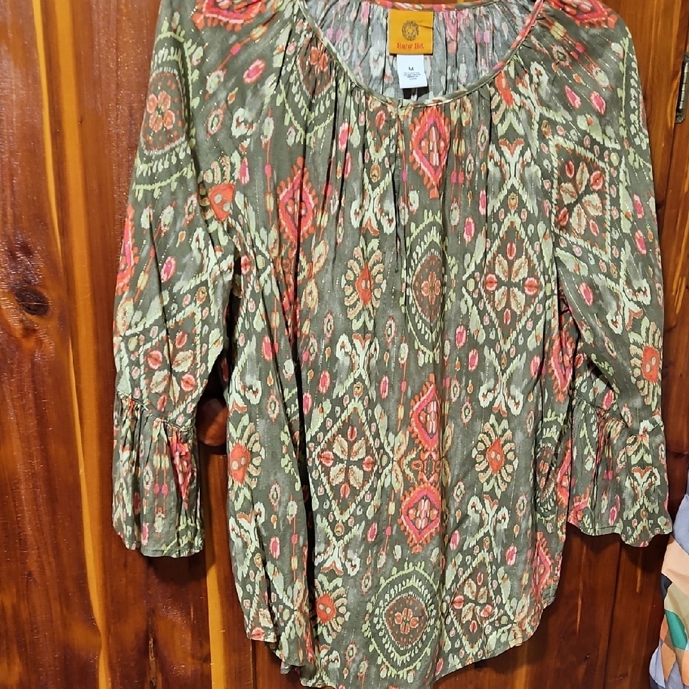 Ruby Road Green Patterned Blouse